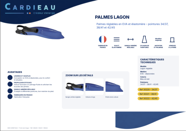 Palmes Lagon réglables – Confort et propulsion pour vos activités aquatiques – Image 2
