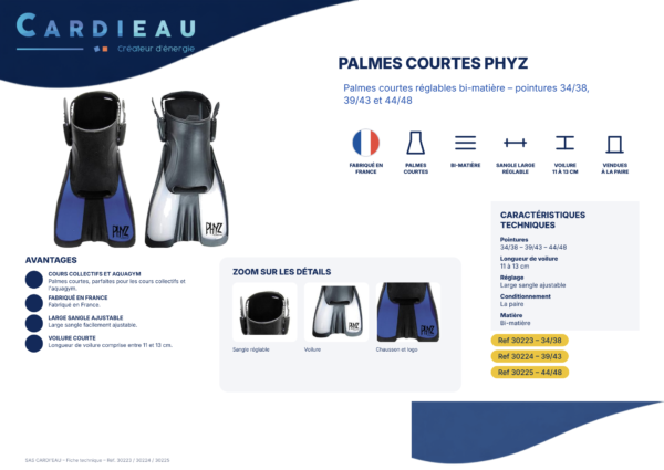 Palmes courtes PHYZ réglables – Dynamisme, confort et efficacité – Image 2